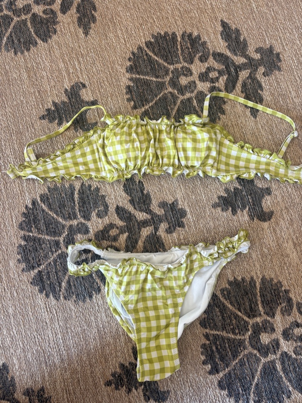 wild fable Lime Gingham Ruffle Bikini